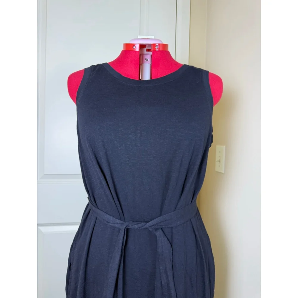 NWT Women's Caslon Black 1X Sleeveless Maxi Dress with Tie Waist & Pockets